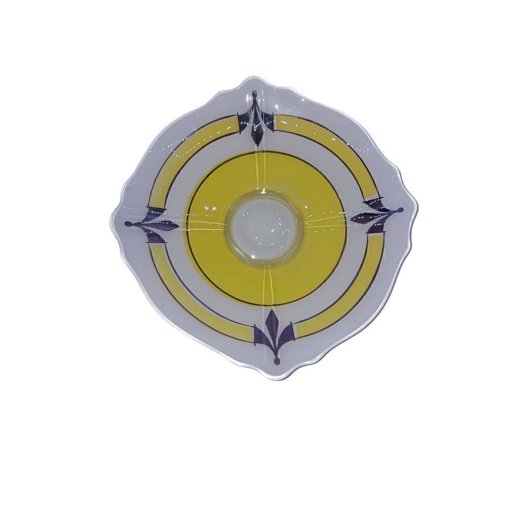 Vintage Indiana Glass Art Deco Style Moderne Classic 12" Centerpiece Bowl Yellow